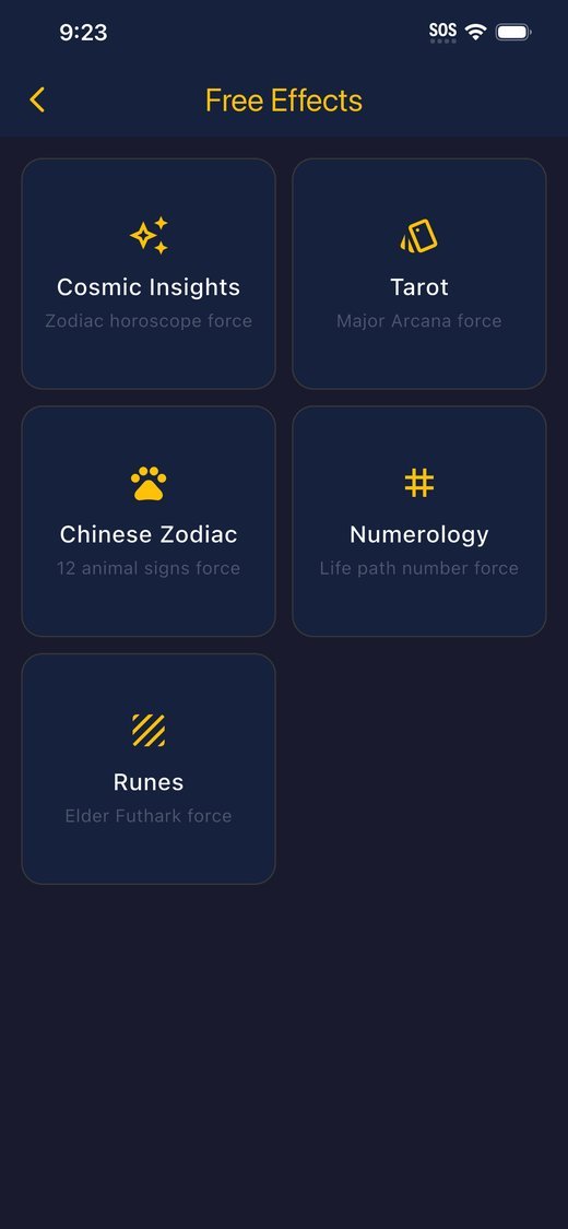 ArcaneHub iOS Free Effects screen