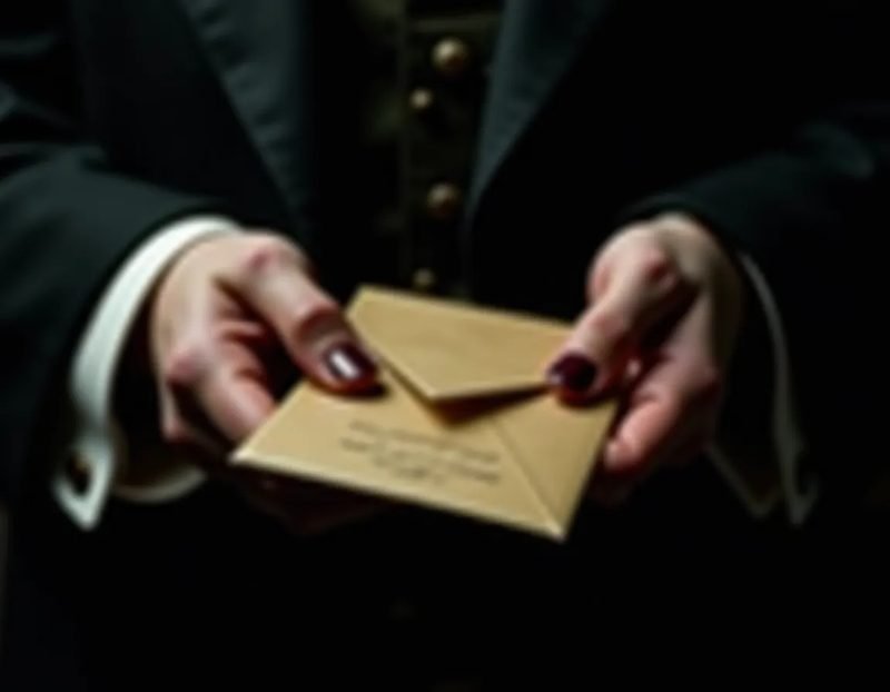Close-up of hands holding a sealed envelope during a mentalism performance