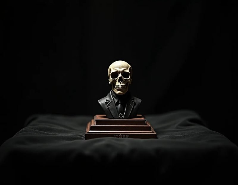 the Holmes Living and Dead prop displayed on a dark velvet surface, styled like a Victorian curio