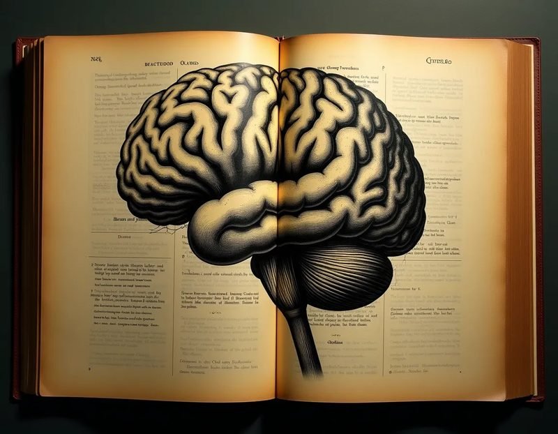 Vintage psychology textbook page or brain diagram, aged paper texture