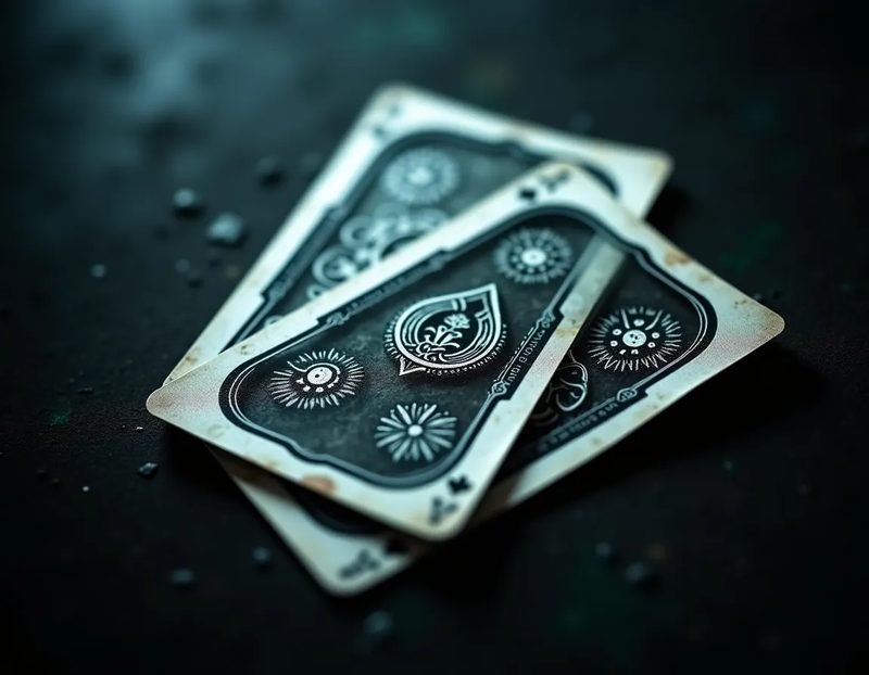 Two overlapping transparent playing cards showing slightly misaligned printed patterns